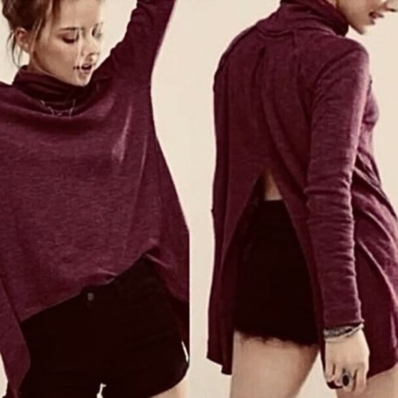 NWT Free People Juicy Long Sleeve Cowl Neck Shirt - Date Night Plum - Small - Picture 1 of 2